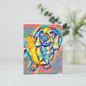 Farbenfrohe Pop Dackel Postkarte (Stehend Vorderseite)