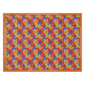 Farbenfrohe Pop-Kultur Blumengoldfarbenes blaues M Tischdecke (Vorderseite (Horizontal))