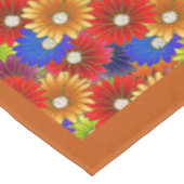 Farbenfrohe Pop-Kultur Blumengoldfarbenes blaues M Tischdecke (Schrägansicht)