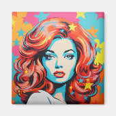 Farbenfrohe Pop Kunst Frau Magnet (Vorne)