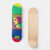 Farbenfrohe Pop Kunst Frau Personalisierte Skatebo Skateboard (Vorderseite)