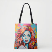 Farbenfrohe Pop Kunst Frau Tasche (Vorderseite)
