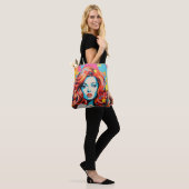 Farbenfrohe Pop Kunst Frau Tasche (Am Model)