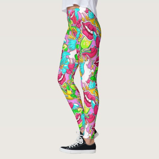 Farbenfrohe Pop Kunst, Kultur Leggings (Links)