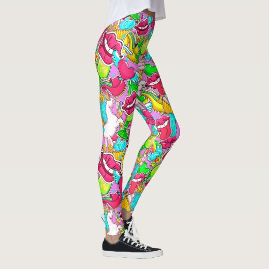 Farbenfrohe Pop Kunst, Kultur Leggings (Rechts)