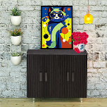 Farbenfrohe Pop Kunstvoll wandern Künstlicher Leinwanddruck<br><div class="desc">Imitate eingepackt Leinwand,  mit farbenfrohen Pop Art-Grafik einer coolen Katze in Brille.</div>