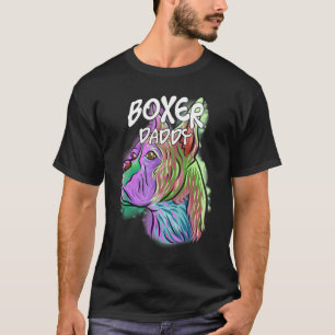 Farbenfrohe Pop Portrait Boxer Dog Vater Vatertag  T-Shirt