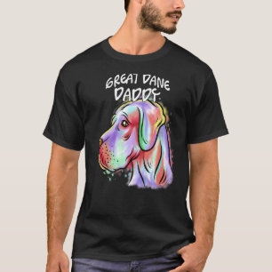 Farbenfrohe Pop Portrait Great Dane Dog Vater Vate T-Shirt