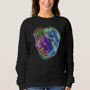 Farbenfrohe Pop Portrait Mops Hund Mama Muttertags Sweatshirt