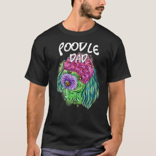 Farbenfrohe Pop Portrait Poodle Dog Vater Vatertag T-Shirt