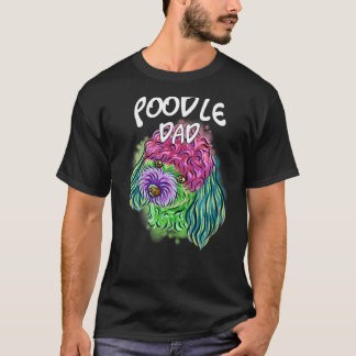 Farbenfrohe Pop Portrait Poodle Dog Vater Vatertag T-Shirt