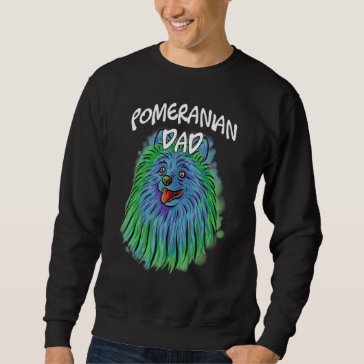 Farbenfrohe Pop Portrait Spitz Hund Vater Vater's Sweatshirt (Vorderseite)