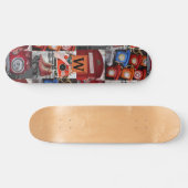 Farbenfrohe Pop Retro Rote Fotolage Monogramm Skateboard (Horizontal)