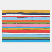 Farbenfrohe Pop Streifen Linierte Muster Geschenkpapier Set (Vorderseite 2)
