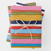 Farbenfrohe Pop Streifen Linierte Muster Geschenkpapier Set (Beispiel)