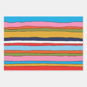 Farbenfrohe Pop Streifen Linierte Muster Geschenkpapier Set (Vorderseite)