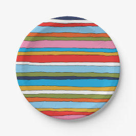 Farbenfrohe Pop Streifen Seitenmuster Pappteller