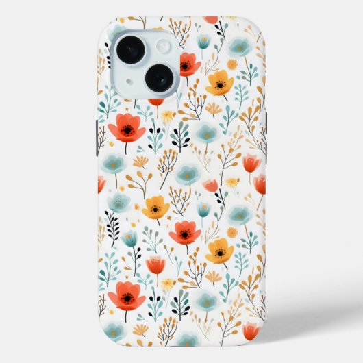 Farbenfrohe Poppies Blumenmuster Case-Mate iPhone Hülle (Rückseite)