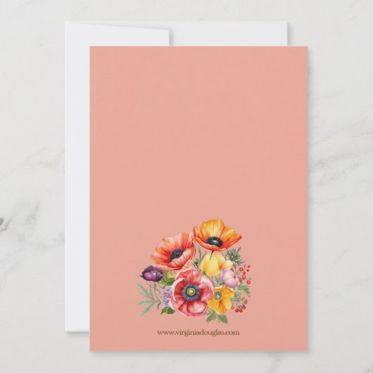 farbenfrohe Poppies Hochzeit Einladung (Rückseite)