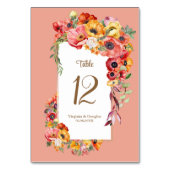 farbenfrohe Poppies Hochzeit Tischnummer (Rückseite)