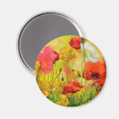 Farbenfrohe Poppies Magnet (Vorderseite/Rückseite)