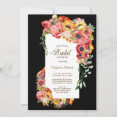 Farbenfrohe Poppies Schwarzes Brautparty Einladung (Vorderseite)