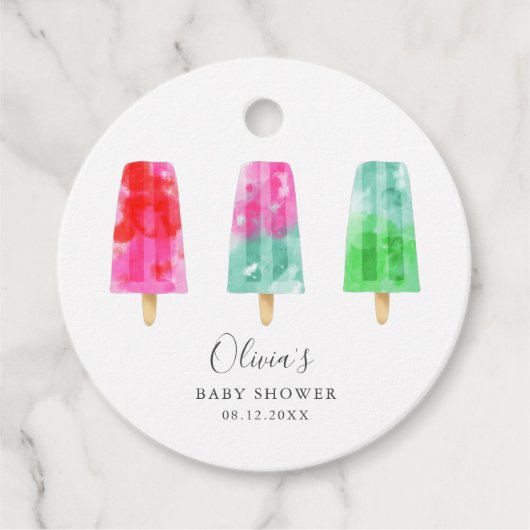 Farbenfrohe Popsicles Summer Baby Dusche Geschenkanhänger (Vorderseite)