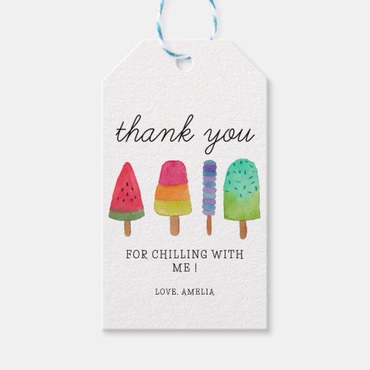 Farbenfrohe Popsität Danke Karte Geschenkanhänger (Vorderseite)