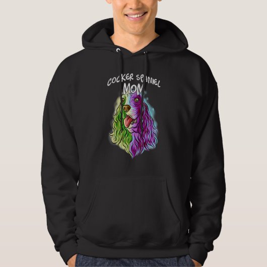 Farbenfrohe Portrait Cocker Spaniel Mama Mutter Hu Hoodie (Vorderseite)