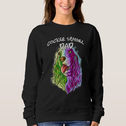 Farbenfrohe Portrait Cocker Spanisch Hund Vater Va Sweatshirt (Vorderseite)
