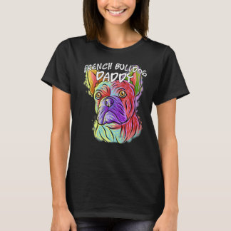 Farbenfrohe Portrait Französisch Bulldog Hund Vate T-Shirt
