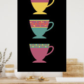 Farbenfrohe Porzellanretro Tee/Kaffeebecher Poster (Küche)