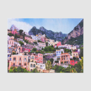 Farbenfrohe Positano, Italien Dekoupage Seidenpapier