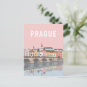 Farbenfrohe Prager Uferansicht Postkarte (Stehend Vorderseite)