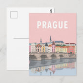 Farbenfrohe Prager Uferansicht Postkarte (Vorne/Hinten)