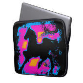 Farbenfrohe Prancing Hochsteppende Silhouette Laptopschutzhülle (Vorderseite Links)