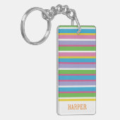 Farbenfrohe Preppy Stripes NAME Moderner Sommer An Schlüsselanhänger (Vorderseite links)