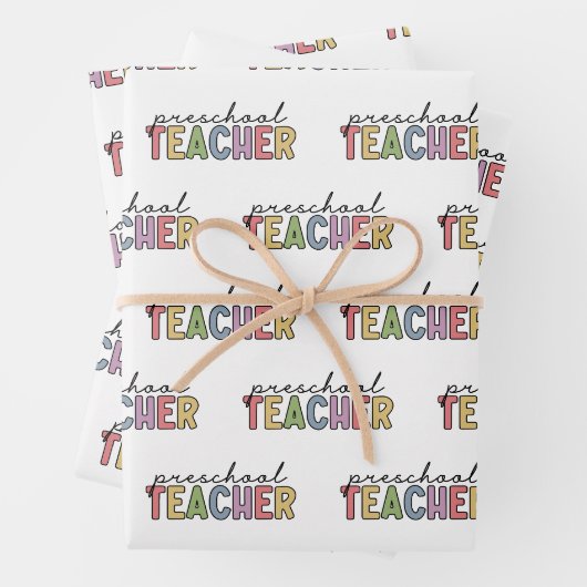 Farbenfrohe Preschool-Lehrerin Geschenkpapier Set (Beispiel)