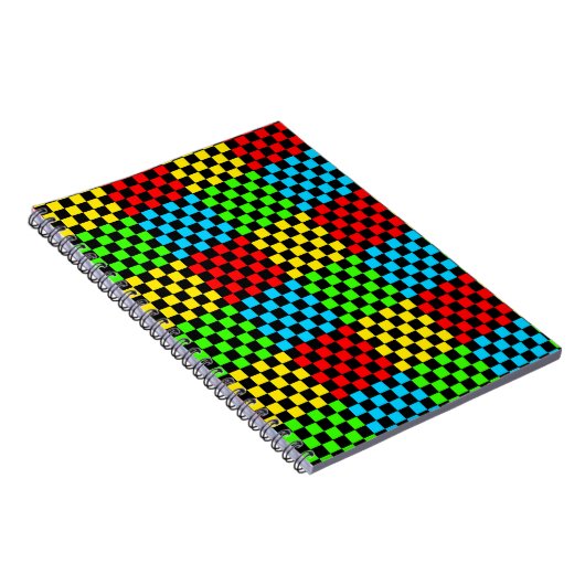 Farbenfrohe Primärfarben Checkerboard Spirale Notizblock (Rechte Seite)