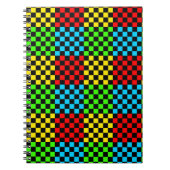Farbenfrohe Primärfarben Checkerboard Spirale Notizblock (Vorderseite)