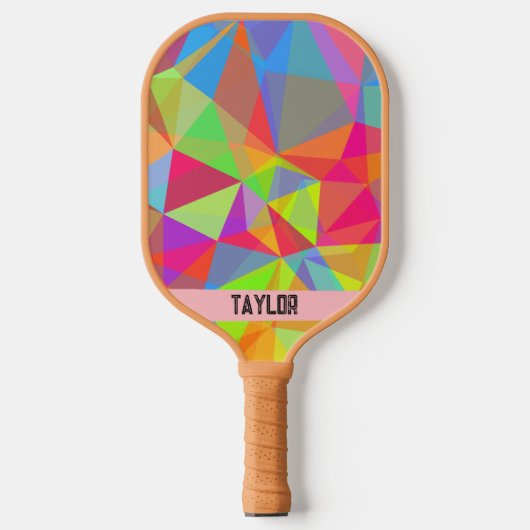 Farbenfrohe Prism Geometric Kaleidoskop Regenbogen Pickleball Schläger (Vorderseite)