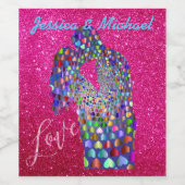 Farbenfrohe PrismatischHerz-Silhouette Couple Fusc Weinetikett (Einzelnes Label)