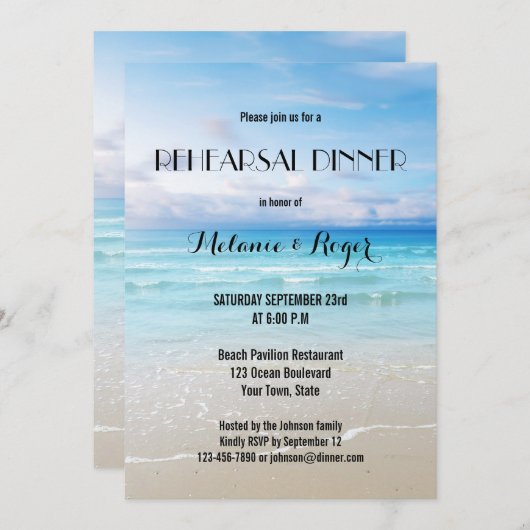 Farbenfrohe Probe am Strand Einladung (Vorne/Hinten)