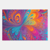 Farbenfrohe Psychedelia Art Wrapping Paper Sheets Geschenkpapier Set (Vorderseite 2)