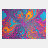 Farbenfrohe Psychedelia Art Wrapping Paper Sheets Geschenkpapier Set (Vorderseite)