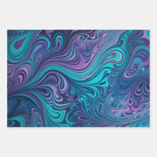 Farbenfrohe Psychedelia Art Wrapping Paper Sheets Geschenkpapier Set (Vorderseite)