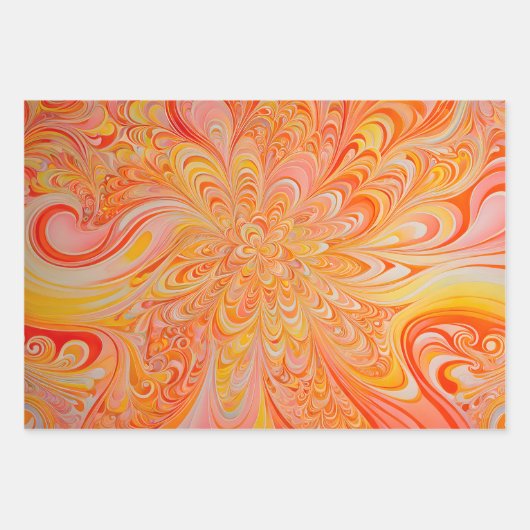 Farbenfrohe Psychedelia Art Wrapping Paper Sheets Geschenkpapier Set (Vorderseite)