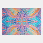 Farbenfrohe Psychedelia Art Wrapping Paper Sheets Geschenkpapier Set (Vorderseite 2)