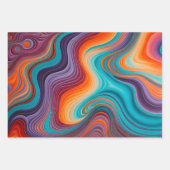 Farbenfrohe Psychedelia Art Wrapping Paper Sheets Geschenkpapier Set (Vorderseite 3)
