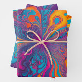 Farbenfrohe Psychedelia Art Wrapping Paper Sheets Geschenkpapier Set